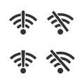 Offline wifi icon set. Disconnected wireless network pictograms group. No signal. Problem with internet concept. Wireless Royalty Free Stock Photo